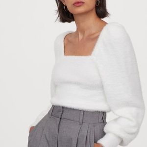 Puff-sleeves sweater in White from H&M